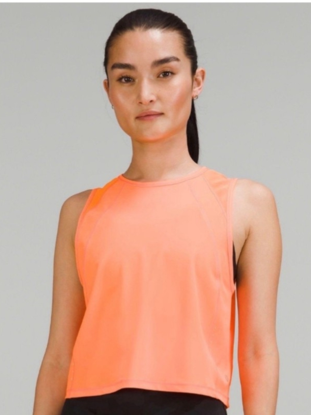 Women's Neon Coral Sleeveless Crop Tank Top